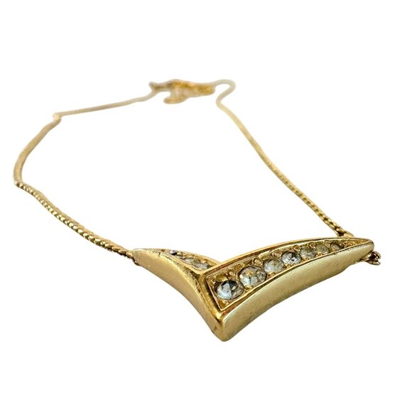 Christian Dior Thick "V" Necklace with Graduating Rhinstones - Goldplated - Picture 4 of 11